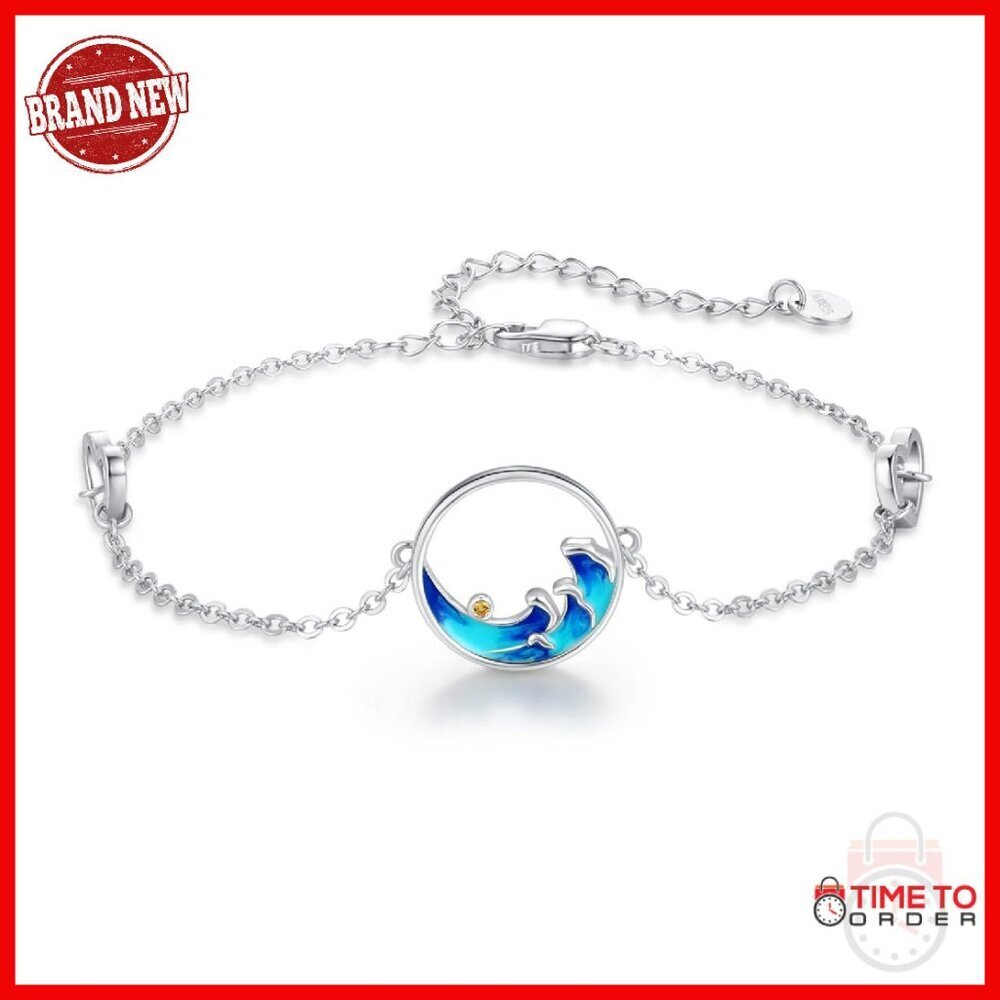925 Sterling Silver Adjustable Celtic Moon Bracelet with Cubic Zirconia